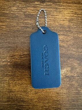 COACH Navy Blue Leather Hangtag 2” NEW